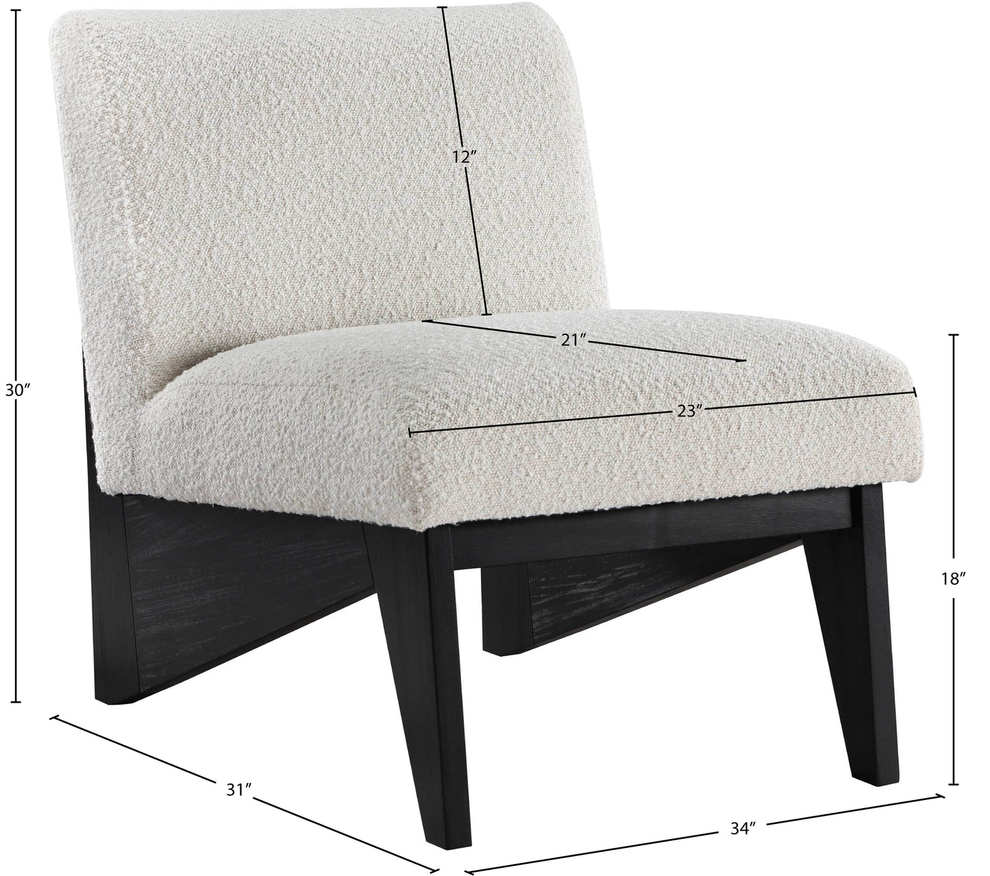 gianna cream boucle fabric accent chair black