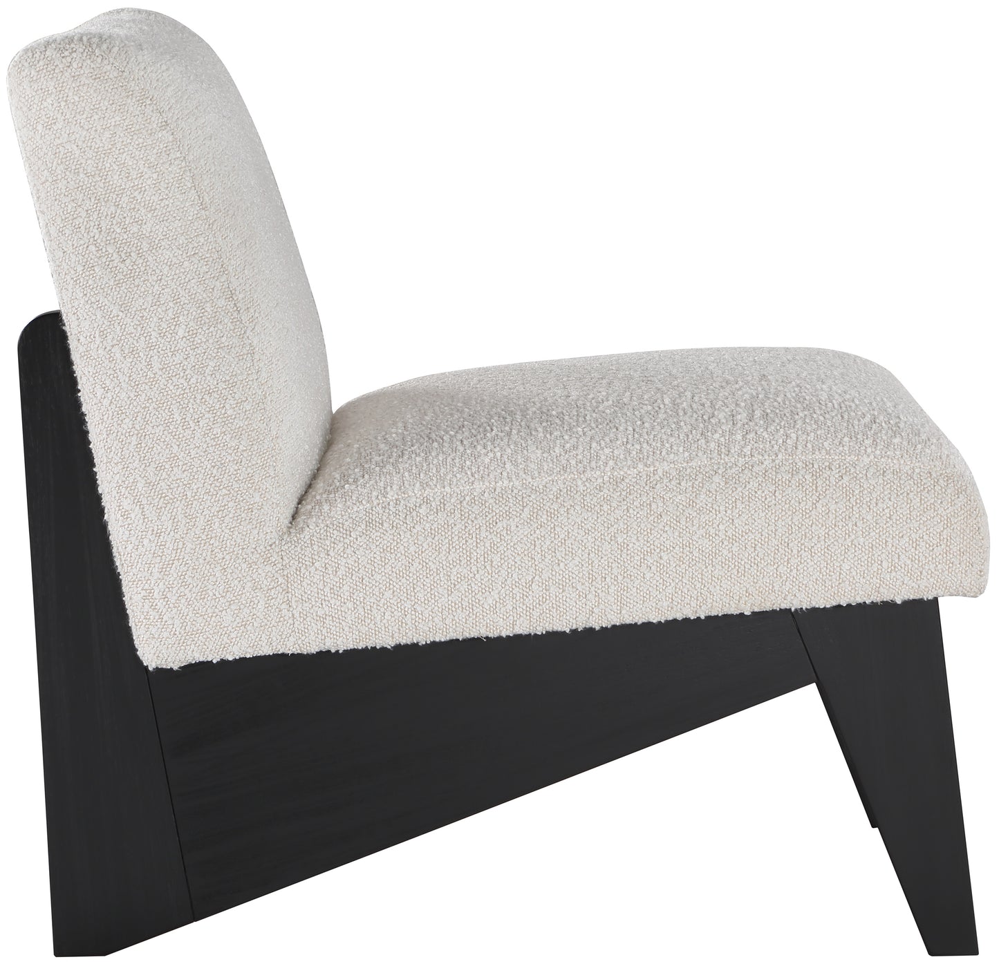 gianna cream boucle fabric accent chair black