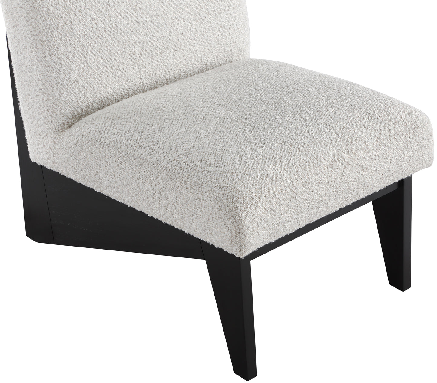 gianna cream boucle fabric accent chair black