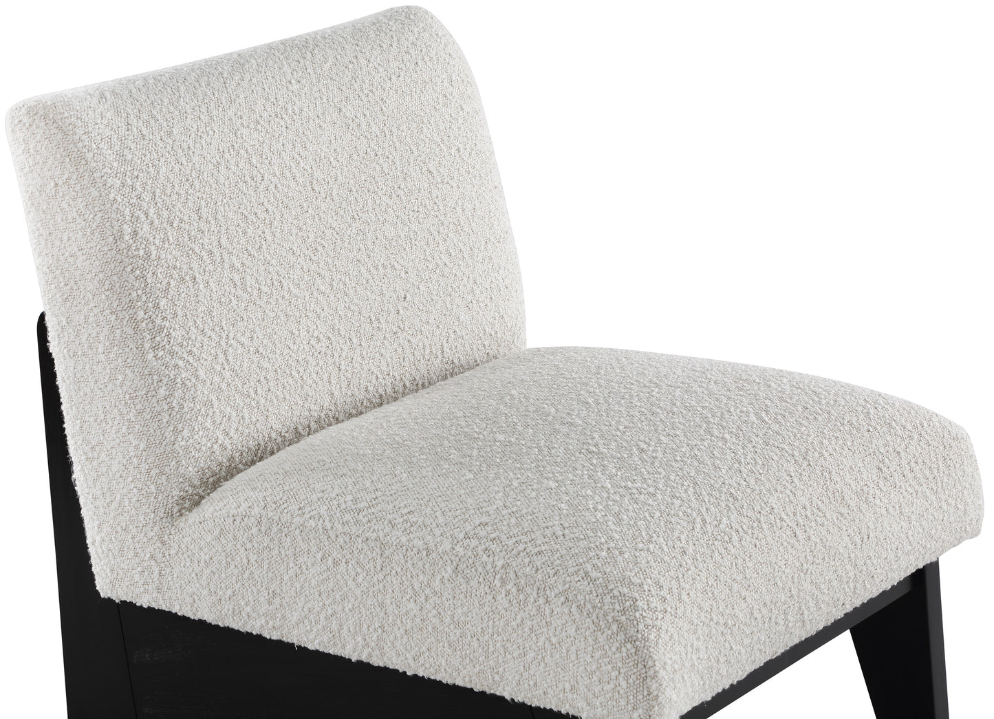 gianna cream boucle fabric accent chair black