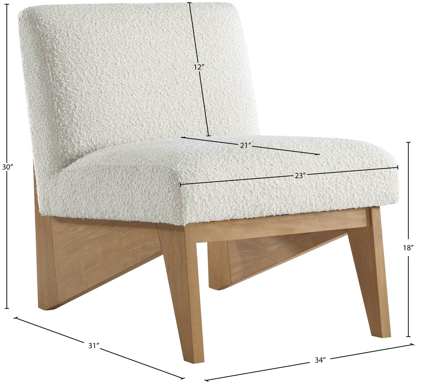 gianna cream boucle fabric accent chair natural