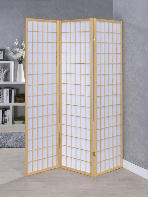 Ryatt 3-Panel Room Divider Folding Shoji Screen NaturalNatural