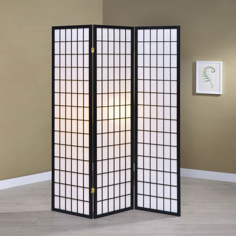 Ryatt 3-Panel Room Divider Folding Shoji Screen BlackBlack