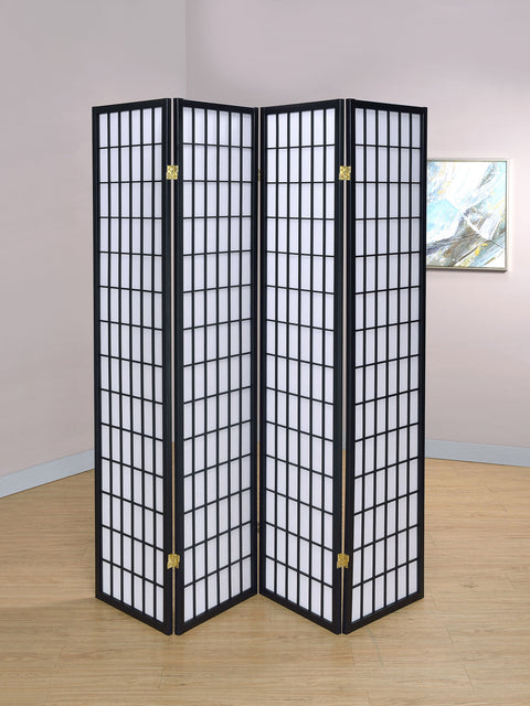 Belinda 4-Panel Room Divider Folding Shoji Screen BlackBlack