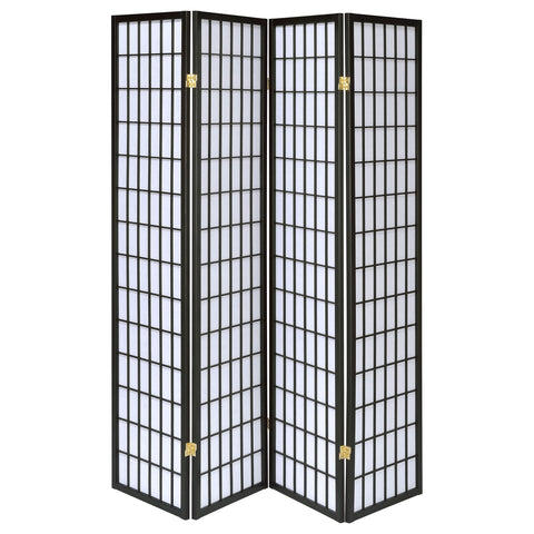 Belinda 4-Panel Room Divider Folding Shoji Screen BlackBlack