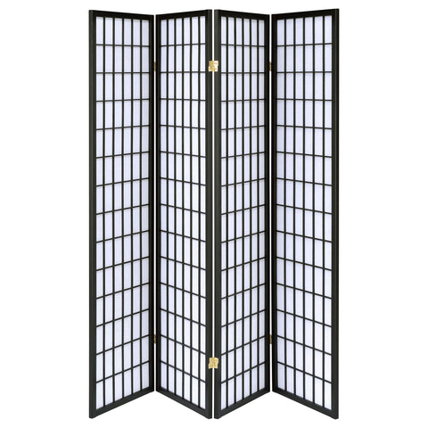 Belinda 4-Panel Room Divider Folding Shoji Screen BlackBlack
