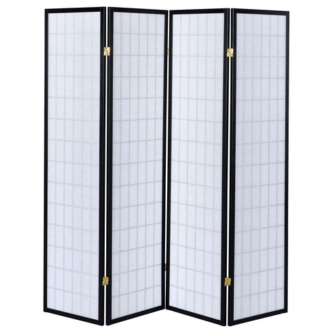 Belinda 4-Panel Room Divider Folding Shoji Screen BlackBlack