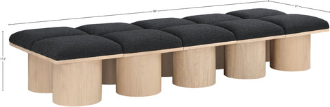 Celine Black Boucle Fabric Upholstered Bench, 10-Piece