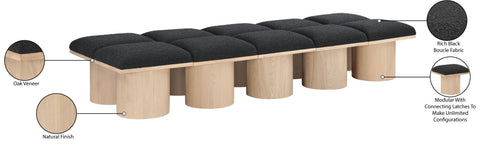 Celine Black Boucle Fabric Upholstered Bench, 10-Piece
