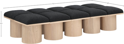 Celine Black Boucle Fabric Upholstered Bench, 10-Piece (Style 2)