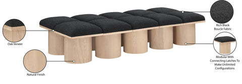 Celine Black Boucle Fabric Upholstered Bench, 10-Piece (Style 2)