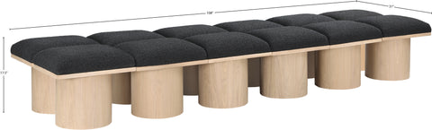 Celine Black Boucle Fabric Upholstered Bench, 12-Piece