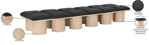 Celine Black Boucle Fabric Upholstered Bench, 12-Piece