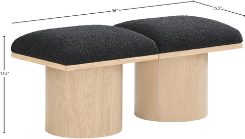 Celine Black Boucle Fabric Upholstered Bench, 2-Piece