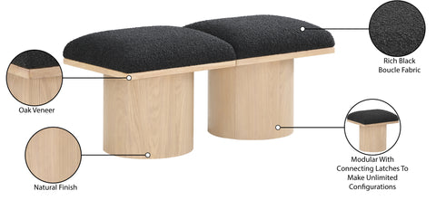 Celine Black Boucle Fabric Upholstered Bench, 2-Piece
