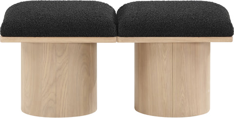 Celine Black Boucle Fabric Upholstered Bench, 2-Piece