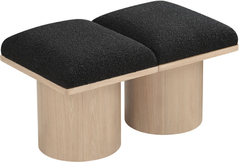 Celine Black Boucle Fabric Upholstered Bench, 2-Piece