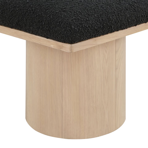 Celine Black Boucle Fabric Upholstered Bench, 2-Piece