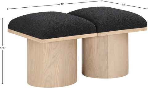 Celine Black Boucle Fabric Upholstered Bench, 2-Piece (Style 2)