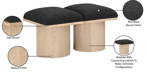 Celine Black Boucle Fabric Upholstered Bench, 2-Piece (Style 2)