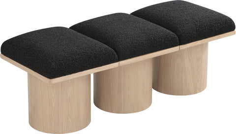 Louie Black Boucle Fabric Bench A