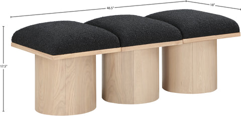 Celine Black Boucle Fabric Upholstered Bench, 3-Piece (Style 2)