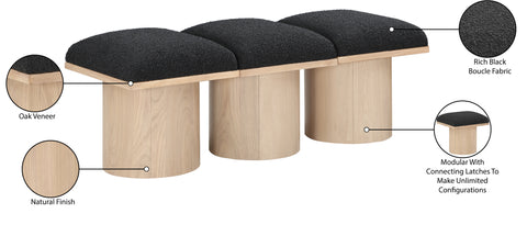 Celine Black Boucle Fabric Upholstered Bench, 3-Piece (Style 2)