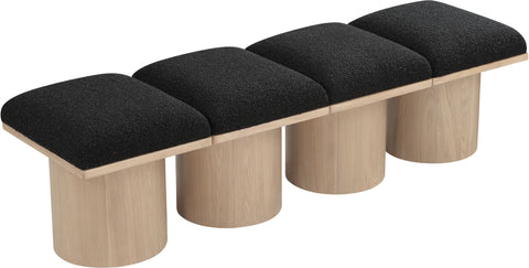 Louie Black Boucle Fabric Bench A