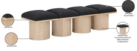 Celine Black Boucle Fabric Upholstered Bench, 4-Piece (Style 2)
