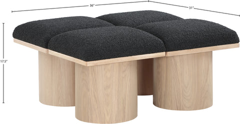Celine Black Boucle Fabric Upholstered Bench, 4-Piece (Style 3)