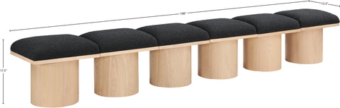 Celine Black Boucle Fabric Upholstered Bench, 6-Piece