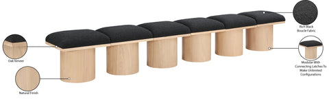 Celine Black Boucle Fabric Upholstered Bench, 6-Piece
