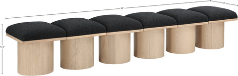 Celine Black Boucle Fabric Upholstered Bench, 6-Piece (Style 2)