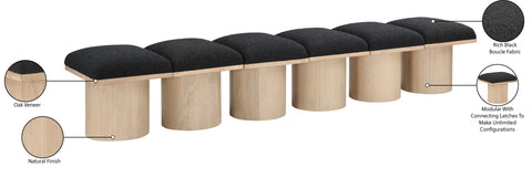 Celine Black Boucle Fabric Upholstered Bench, 6-Piece (Style 2)