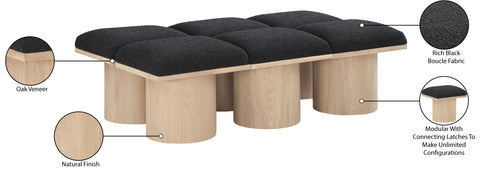 Celine Black Boucle Fabric Upholstered Bench, 6-Piece (Style 3)