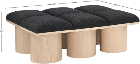 Celine Black Boucle Fabric Upholstered Bench, 6-Piece (Style 4)