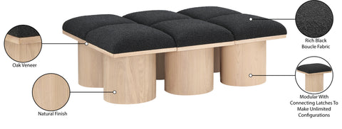 Celine Black Boucle Fabric Upholstered Bench, 6-Piece (Style 4)