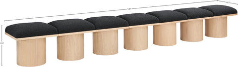 Celine Black Boucle Fabric Upholstered Bench, 7-Piece