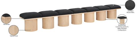 Celine Black Boucle Fabric Upholstered Bench, 7-Piece