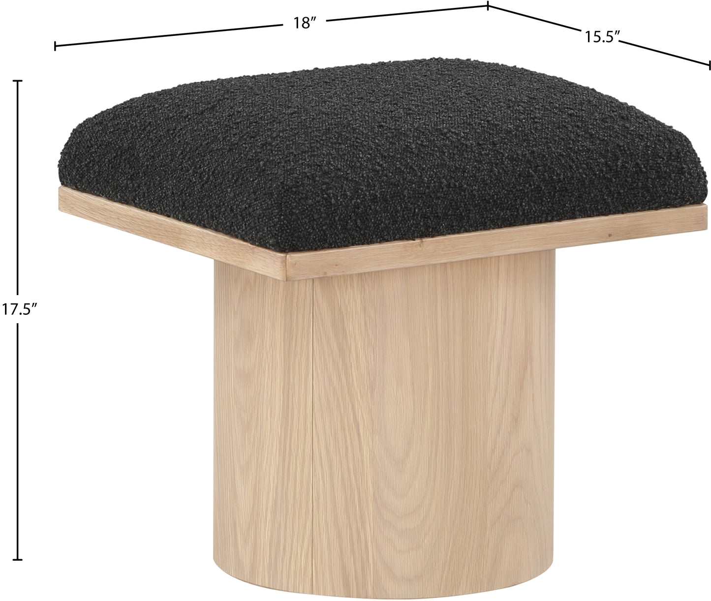 auberge black boucle fabric bench/stool