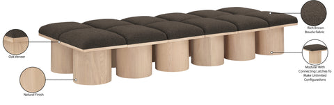 Celine Brown Boucle Fabric Upholstered Bench, 12-Piece (Style 2)