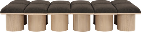 Celine Brown Boucle Fabric Upholstered Bench, 12-Piece (Style 2)
