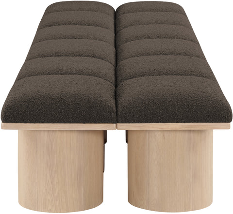 Celine Brown Boucle Fabric Upholstered Bench, 12-Piece (Style 2)