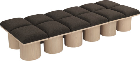 Celine Brown Boucle Fabric Upholstered Bench, 12-Piece (Style 2)