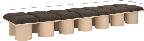 Celine Brown Boucle Fabric Upholstered Bench, 14-Piece