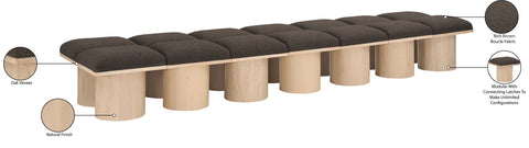 Celine Brown Boucle Fabric Upholstered Bench, 14-Piece