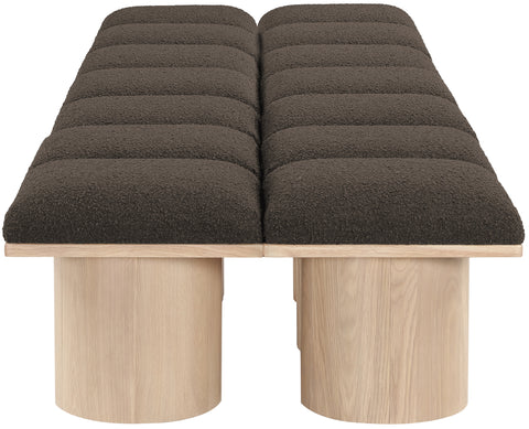 Celine Brown Boucle Fabric Upholstered Bench, 14-Piece