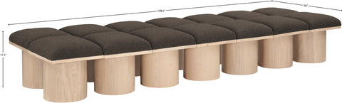 Celine Brown Boucle Fabric Upholstered Bench, 14-Piece (Style 2)