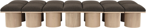 Celine Brown Boucle Fabric Upholstered Bench, 14-Piece (Style 2)