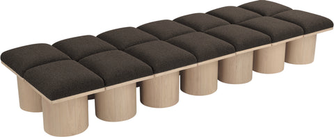 Celine Brown Boucle Fabric Upholstered Bench, 14-Piece (Style 2)